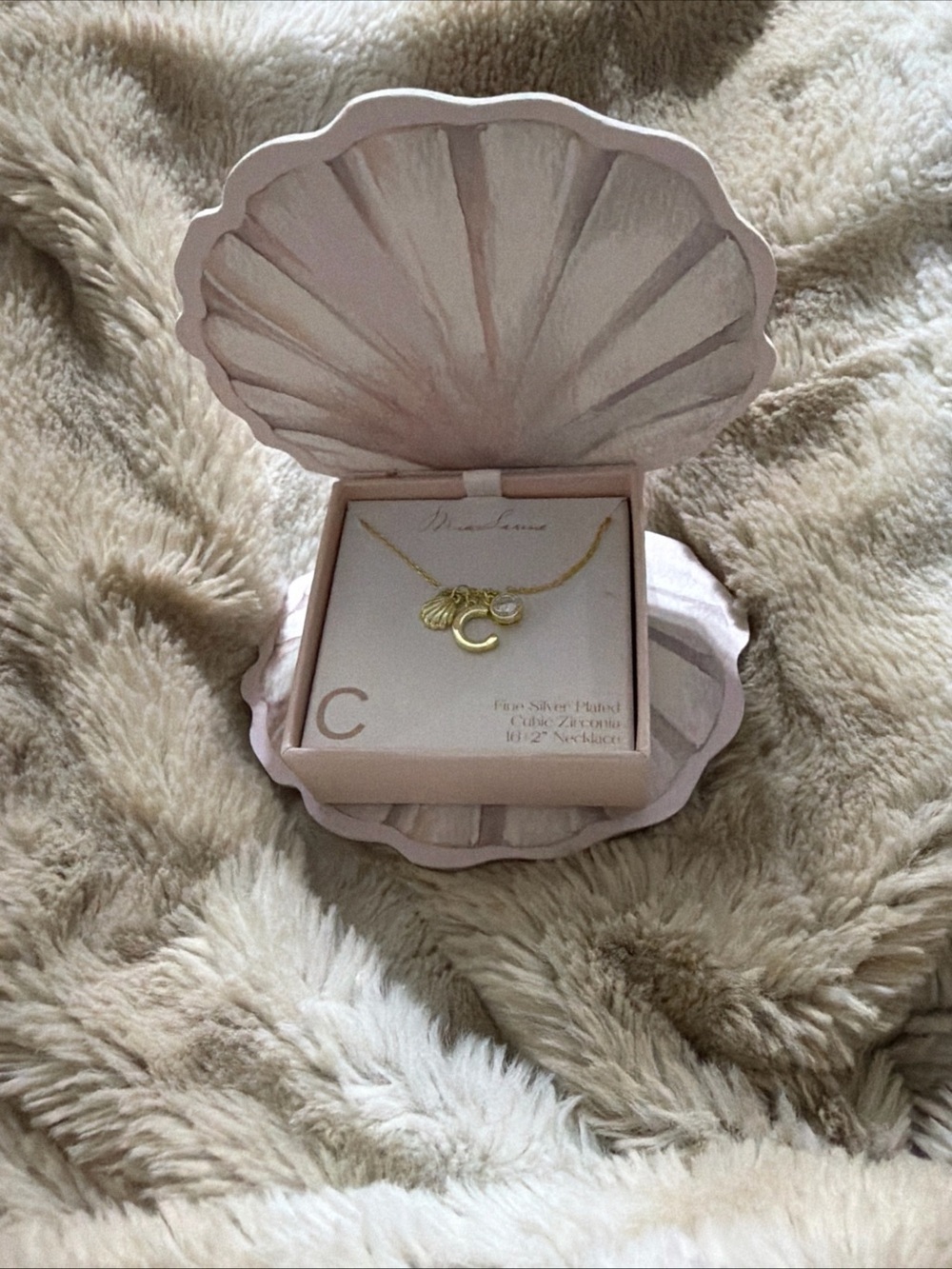 Gold Initial C Necklace with Charm Pendant